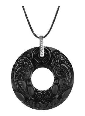 黑曜石貔貅项链蜡皮绳扣国潮挂坠