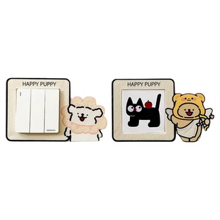 创意小狗开关边框套墙贴插座面板遮丑可爱墙面灯开关装饰贴卡通