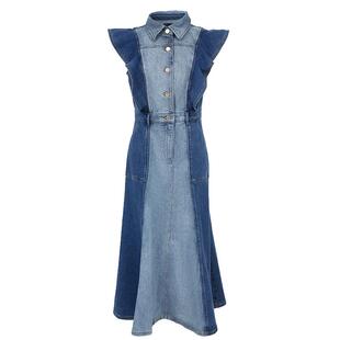 Vero Moda奥莱连衣裙春夏新款商场同款含棉深浅色牛仔荷叶边气质