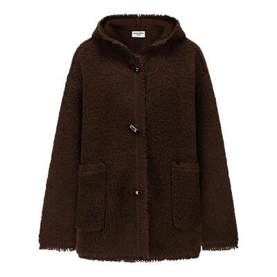 SHRO ENRO Wild geometry 女士牛角扣连帽羊毛外套银泰 301469