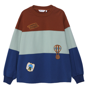 MOVEUP幻走2025秋季新款.FUN系列圆领绣花章仔撞色短款卫衣女