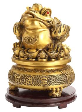 纯铜聚宝盆金蟾招财摆件三足蟾蜍