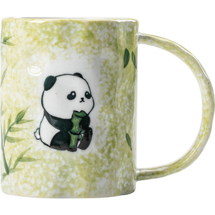 景德镇陶瓷杯美陶手绘国宝竹趣马克杯柳燕探春茶杯釉下彩带把水杯