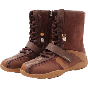 彩虹熊女童高帮运动鞋加绒二棉鞋防滑亲子靴儿童拳击靴成人少女款