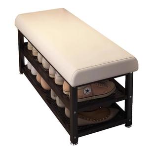 入户换鞋凳家用玄关门口穿鞋凳简约可收纳鞋架坐凳一体铁艺长条椅