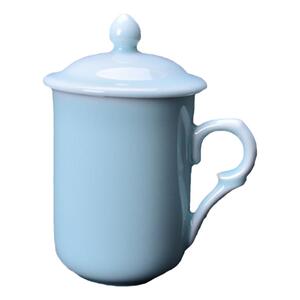 流转千年青瓷织女杯家用陶瓷带盖泡茶水杯办公会议杯礼品茶杯定做