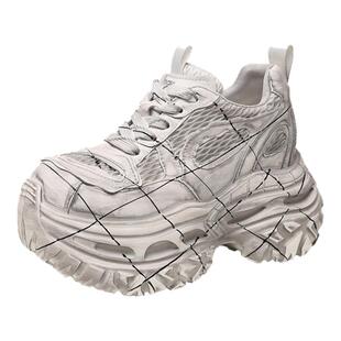 厚底复古老爹鞋爆款女2025秋季新款小个子增高9CM松糕运动休闲鞋