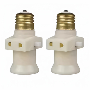 纯铜件E27带开关插座双分火螺旋灯口宿舍螺口灯座转换器多用灯头