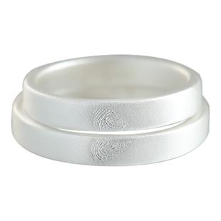 指纹定制情侣戒指999纯银一对小众设计古法对戒闭口创意生日礼物