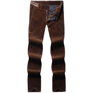 灯芯绒男裤秋冬条绒修身直筒冬季男士休闲裤加绒加厚纯棉长裤子男