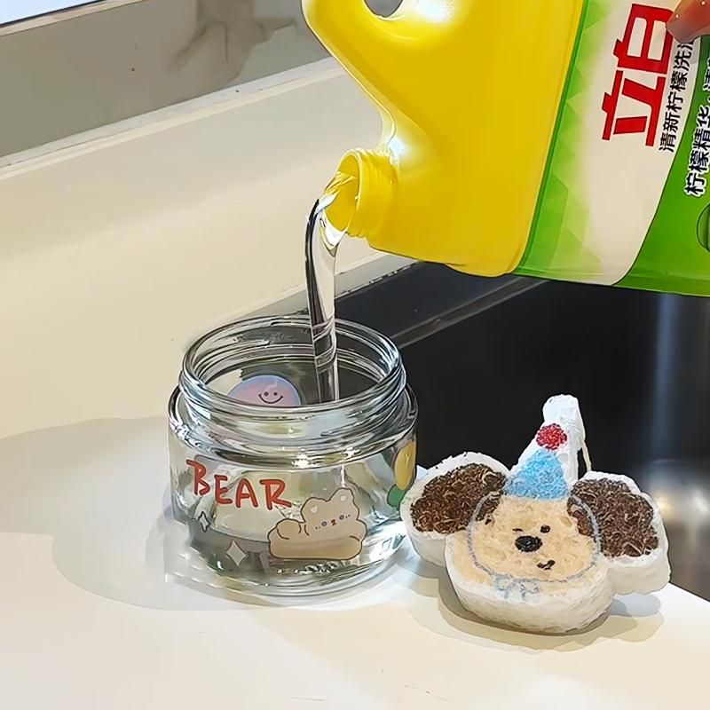 洗洁精水槽按压器木浆棉洗碗海绵小瓶洗涤剂皂液起泡瓶厨房分装瓶