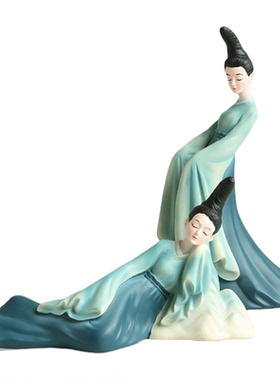 只此青绿仕女摆件沙画手办大