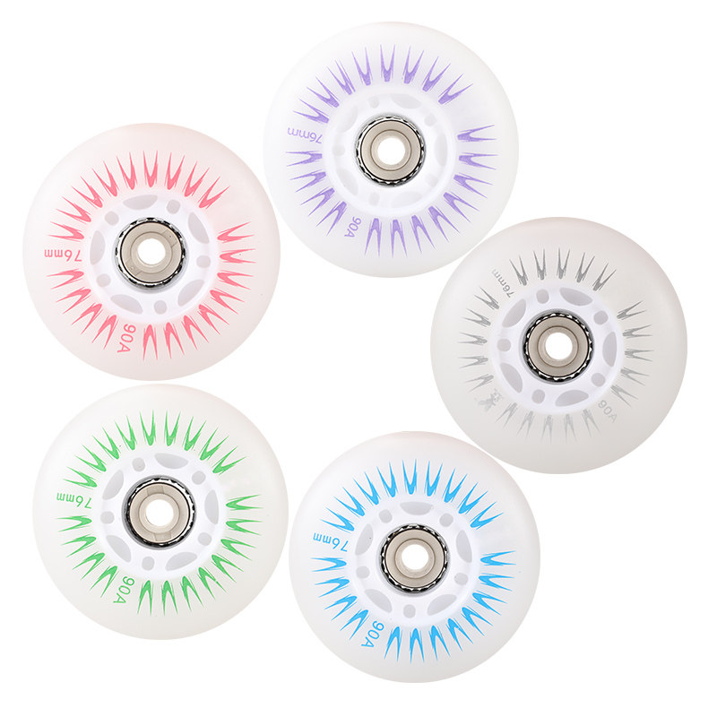 轮滑鞋闪光轮七彩成人儿童刹车轮溜冰鞋发光轮刷街极光轮夜光耐磨