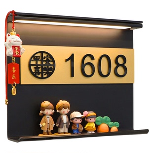 门牌号码牌家用定制高级感轻奢创意房号定做小公主儿童卧室家庭入户门网红房间号装饰有趣的磁吸发光大门挂件