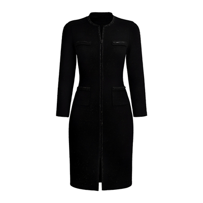 马天奴黑色小香风长袖连衣裙