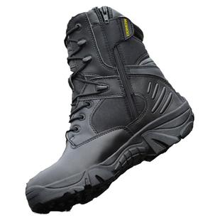 秋冬户外高帮黑色靴男二层皮低帮作战靴沙漠靴高筒劳保靴防滑耐磨