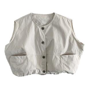 男童春装2026新款中小童纯色衬衫男宝韩系马甲背心休闲工装裤套装