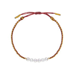 2026迎新年 接好运 红绳珍珠手链 4-5mm 18K金隔珠 可调节