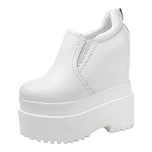 超高跟女鞋内增高16cm春秋新款恨天高隐形防水台松糕厚底性感真皮