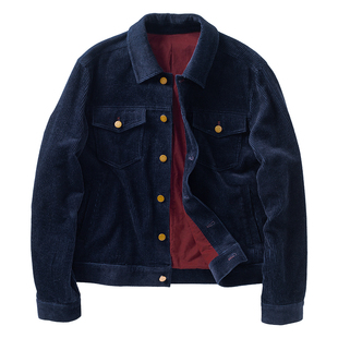 SOARIN美式复古灯芯绒夹克男 痞帅绅士翻领短款飞行员工装夹克潮