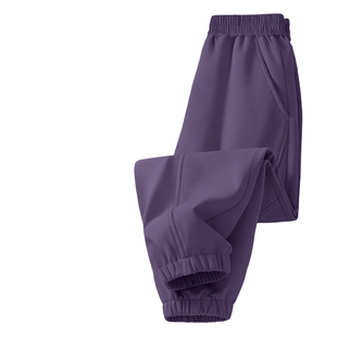 名创优品女童加绒裤子2025新款冬季薄绒防水软壳裤儿童冬装运动裤