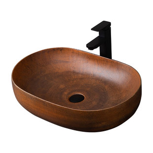 复古艺术台上盆椭圆形洗手盆单盆家用卫生间洗面盆创意陶瓷洗脸盆