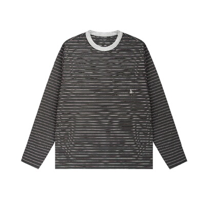 roaringwild条纹口袋圆领长袖