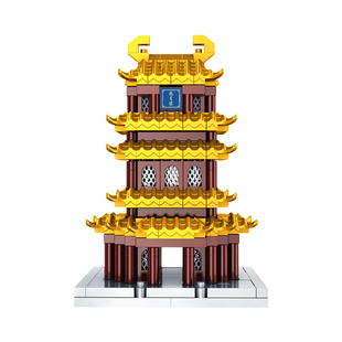 山西地标建筑鹳雀楼街景儿童益智拼装积木微颗粒玩具男孩拼图礼物