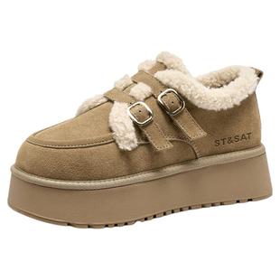 星期六厚底雪地靴女款2025新款女鞋冬季加绒加厚勃肯鞋女保暖棉鞋