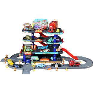 赛车总动员合金车模型水箱温泉镇套装停车楼轨道场景儿童玩具车