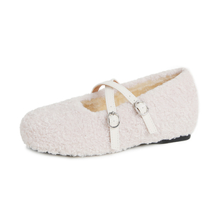 内增高小码女鞋313233玛丽珍毛毛鞋女2025新款秋冬外穿棉鞋一脚蹬