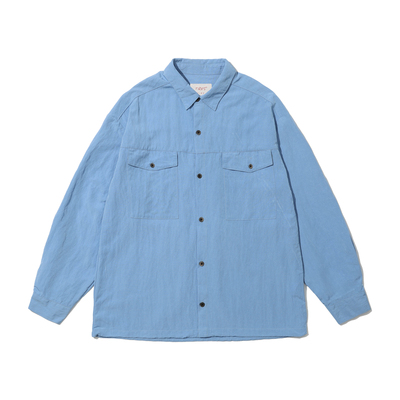 免烫宽松复古抽绳长袖衬衫