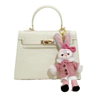 鳄鱼纹迷你二代凯莉包包女高级质感白色手提包真皮百搭单肩斜挎包