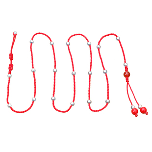 S925银红绳腰链女纯银马年本命年细款编织女开运红腰绳新款