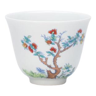 陶瓷品茗杯喝茶杯子主人杯十二花神月令杯青花斗彩花卉茶杯礼盒装