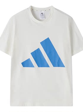 Adidas/阿迪达斯正品圆领短袖T恤新款男白蓝色经典短袖T恤KC0920