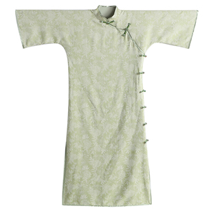 大码女装复古日常改良倒大袖旗袍连衣裙2023春夏胖mm200斤长裙