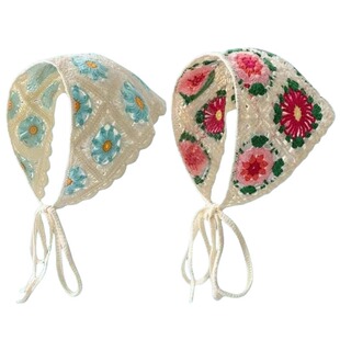 赵昭仪同款发巾头巾田园风三角巾针织法式海边多巴胺女包头碎花CC