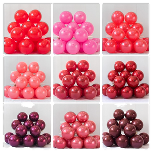 5寸10寸18寸36水晶酒红大红色气球圆形玫红色石榴红汽球批发结婚