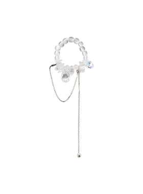 原创设计小众白水晶流苏纯银戒指