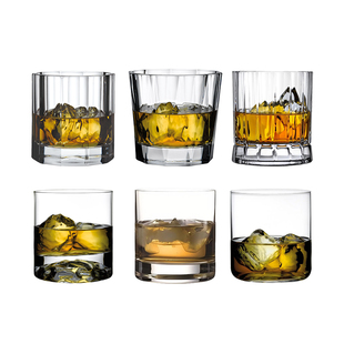 NUDE努德进口威士忌酒杯水晶玻璃刻花古典杯高档古典洋酒杯子套装