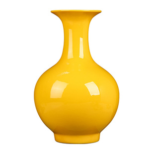 景德镇黄色大号陶瓷器花瓶全黄釉家居工艺客厅办公室摆件婚庆送礼