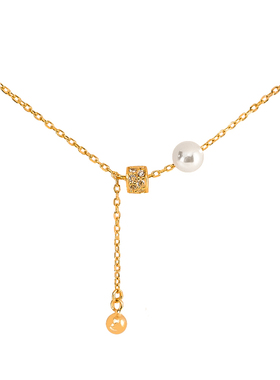 法式高级感925纯银k金珍珠项链