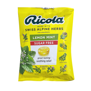 现货美国Ricola利口乐无糖柠檬薄荷润喉糖210粒原味草木清新护嗓