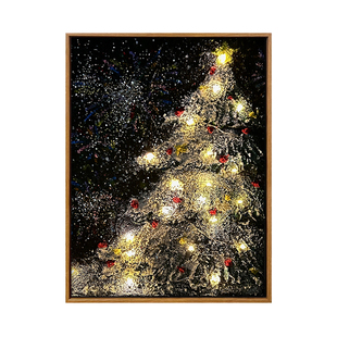 灯光圣诞树DIY立体肌理画手绘填色数字油画节日氛围感温馨装饰画