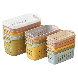 杂物收纳筐塑料收纳盒家用厨房零食整理筐储物篮窄款长方形网筐