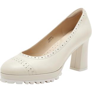 SKAP圣伽步2025秋季新款气质高跟鞋通勤方根套脚休闲浅口女款单鞋