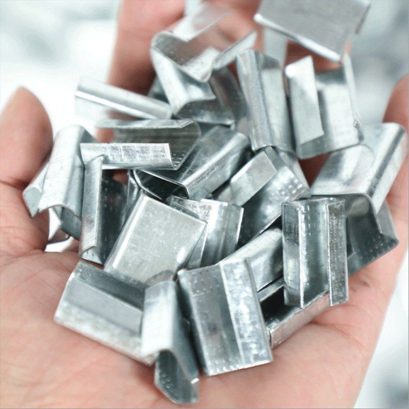 PET塑钢带打包扣手动打包卡扣1608铁皮扣捆绑带手工包装扣铝镀锌