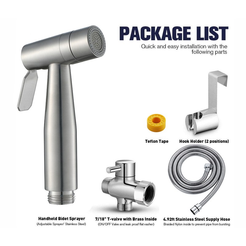 HIDEEP 不锈钢妇洗器套两功能喷枪单冷妇洗清洁龙头美规 HI09011F