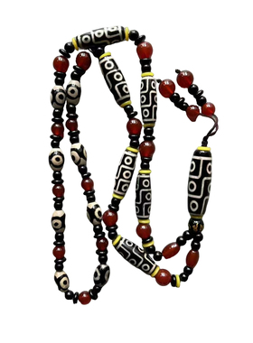 长款玛瑙玉石天眼珠项坠毛衣链男